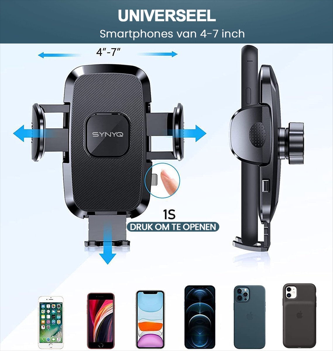 Synyq Universele Auto Telefoonhouder - Sterke Zuignap