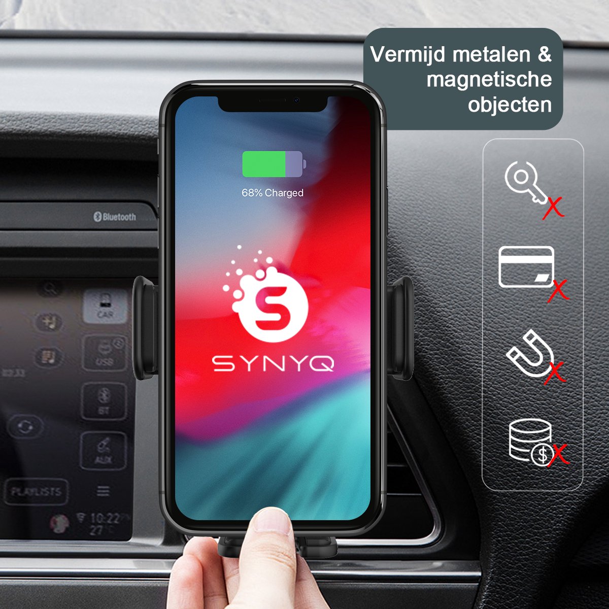 Synyq 2-in-1 Auto Telefoonhouder - Draadloos Snelladen - Universeel