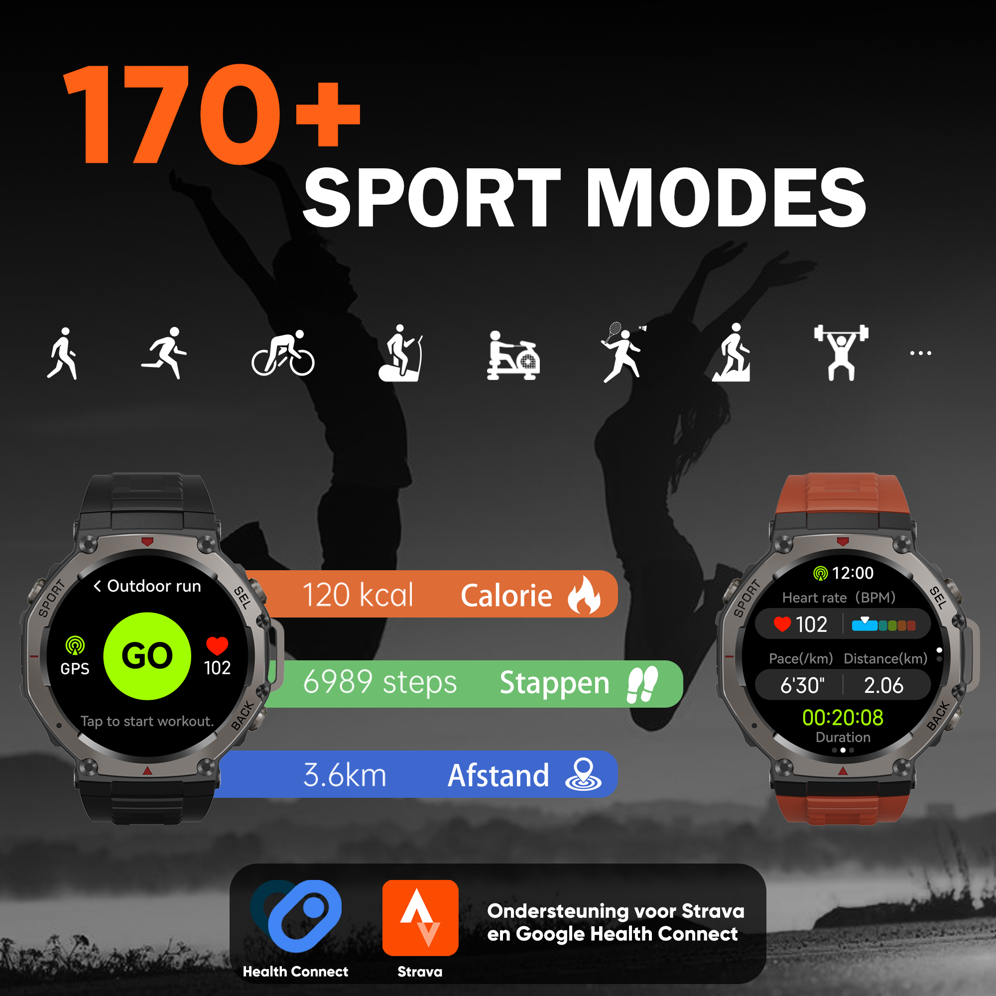 Synyq GPS ProX Smartwatch - Incl. 4 Bandjes