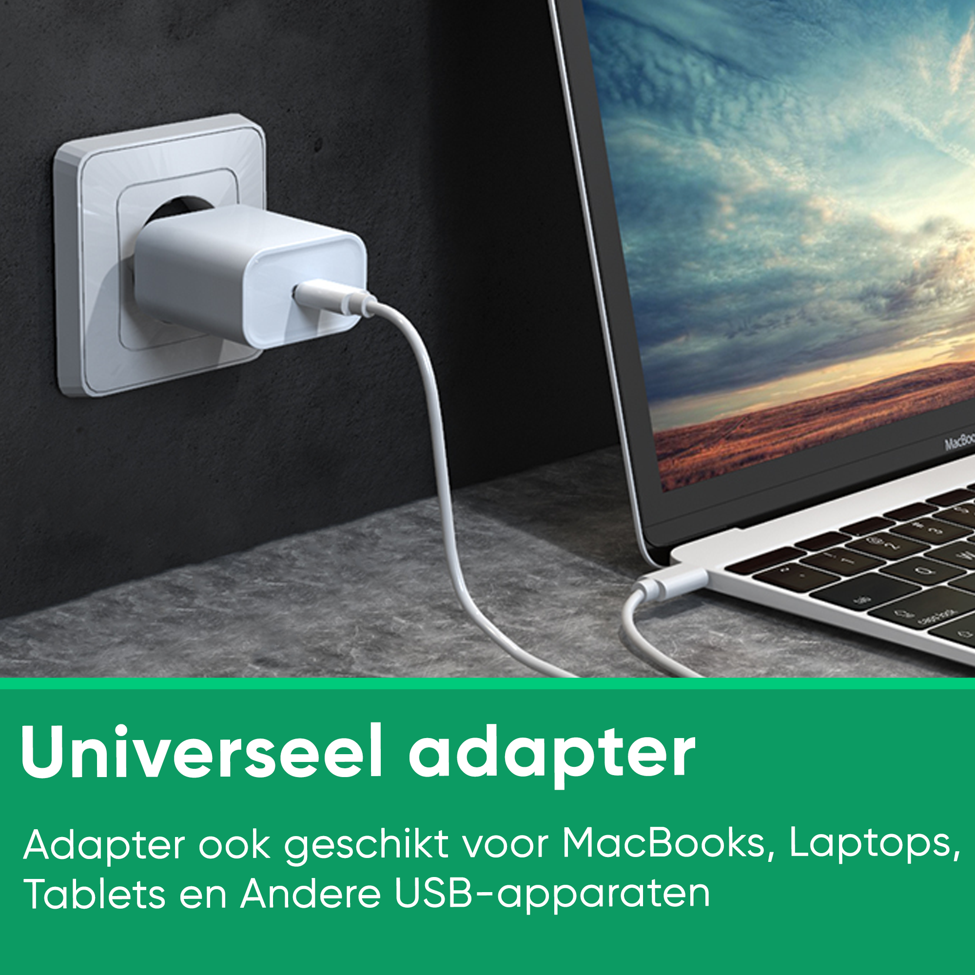 Synyq 30W USB-C Snellader Set - Incl. USB-C Kabel - Universeel