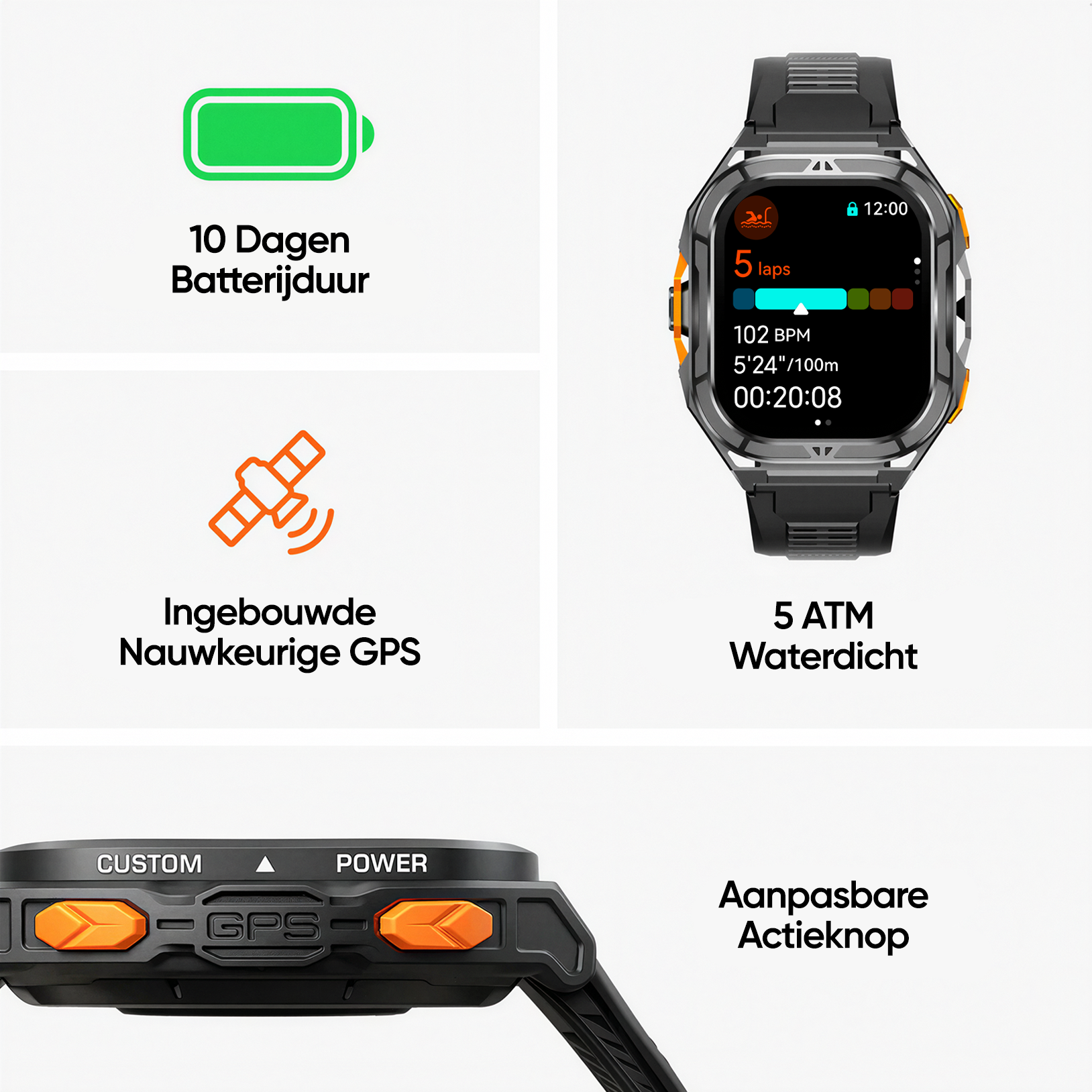 Synyq Solid Pro - GPS Smartwatch Heren