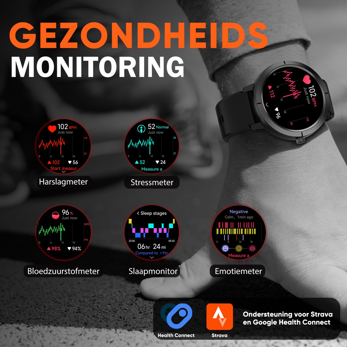 Synyq Evo Pro GPS Smartwatch - Incl. 4 Bandjes