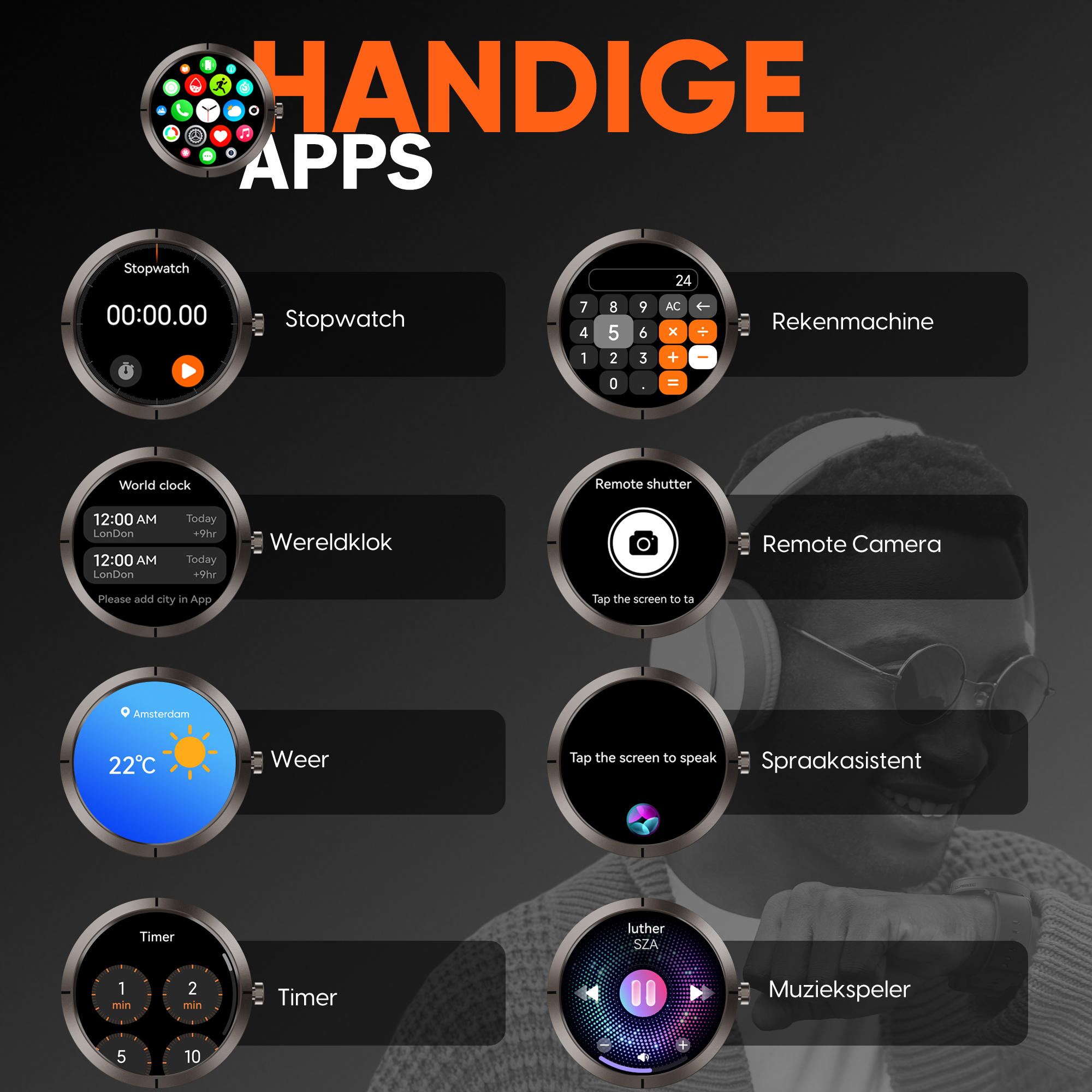 Synyq Evo Pro GPS Smartwatch - Incl. 4 Bandjes