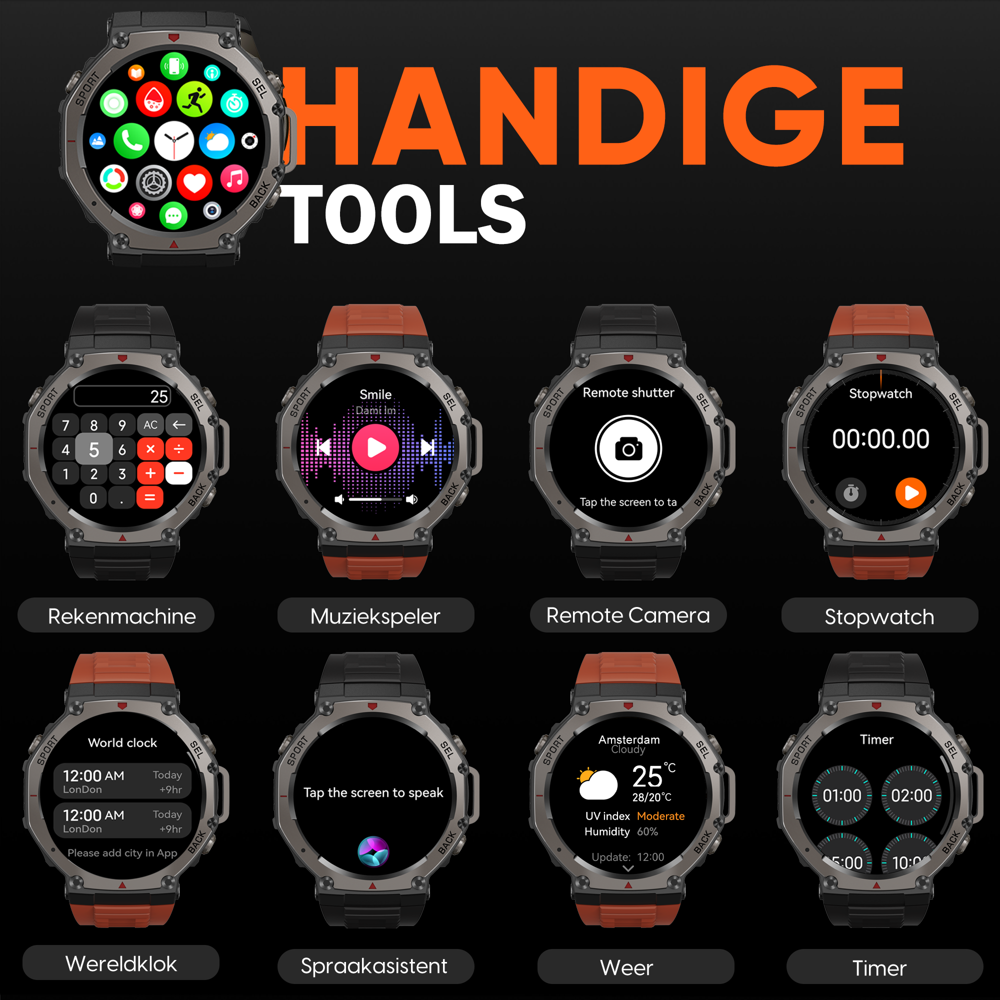 Synyq GPS ProX Smartwatch - Incl. 4 Bandjes
