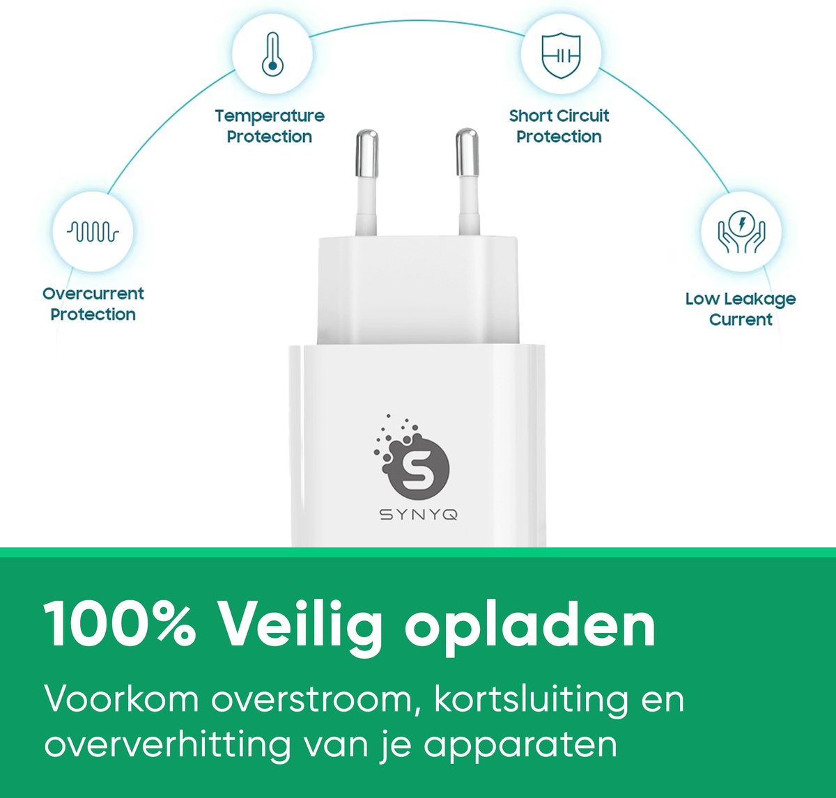 Synyq 65W Dual Poort Snellader - USB-C & USB-A - Universeel