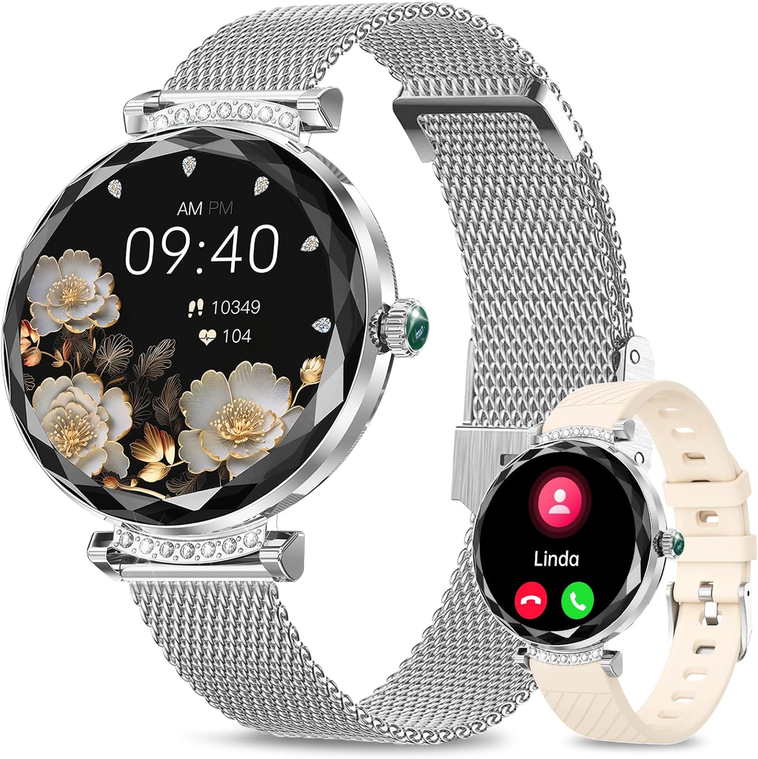Synyq Diamond Smartwatch Dames - 39mm AMOLED - Incl. 2 Bandjes