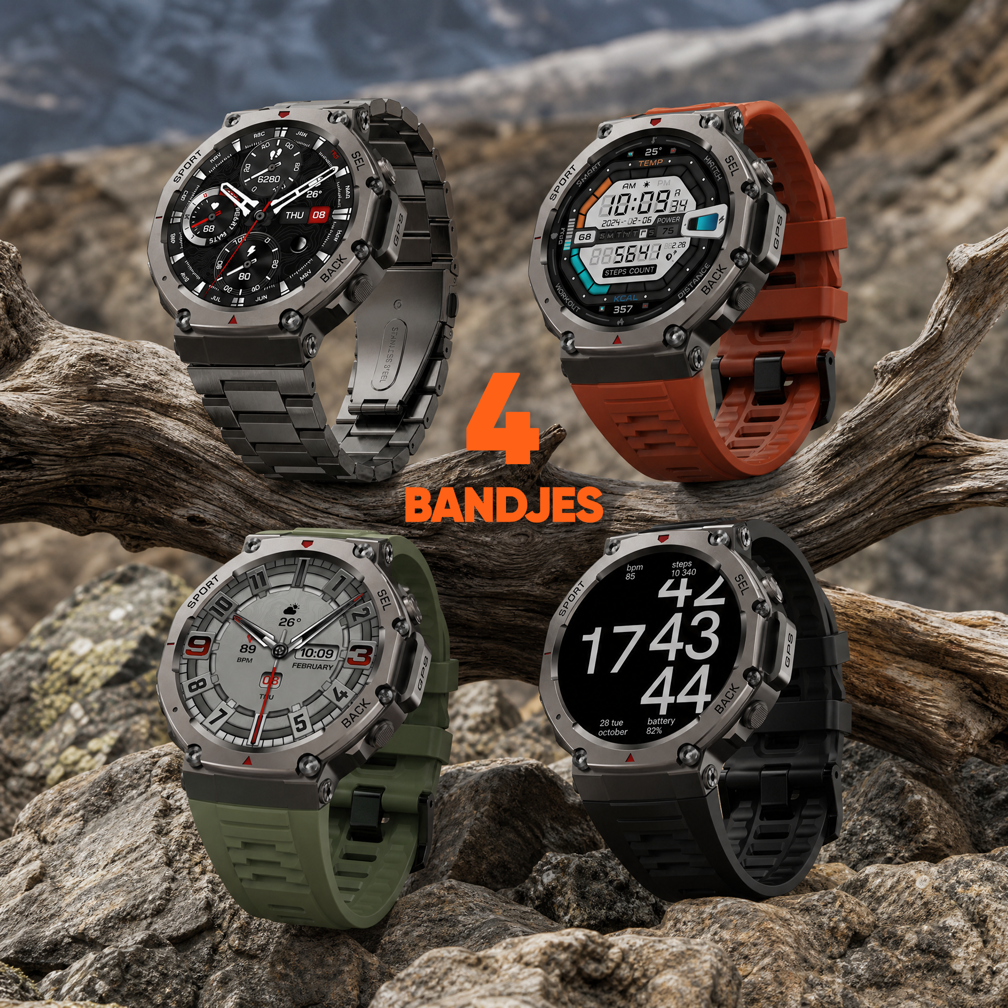 Synyq GPS ProX Smartwatch - Incl. 4 Bandjes