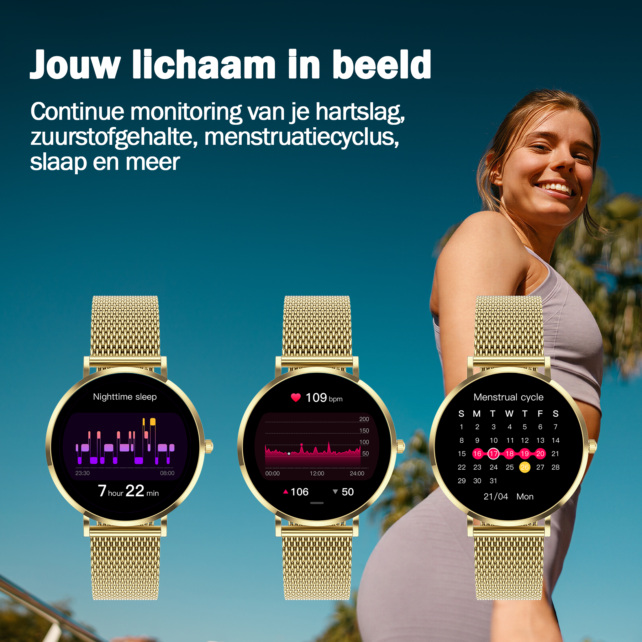 Synyq Liva Smartwatch Dames – 40mm – 3 Bandjes
