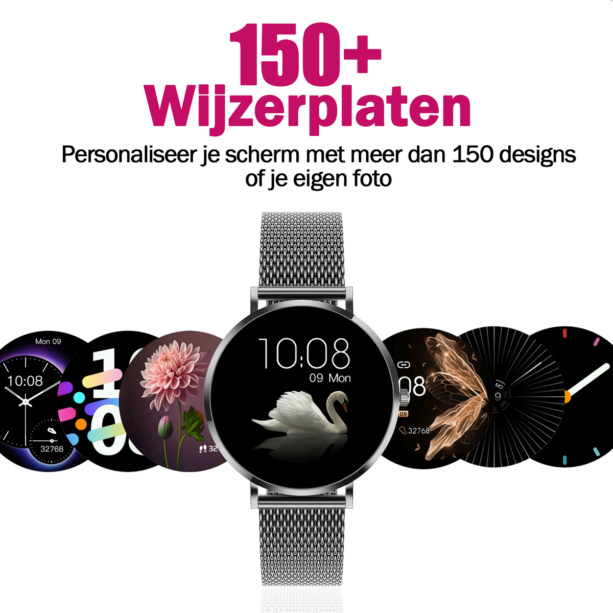 Synyq Liva Smartwatch Dames - Zwart - 40mm - Incl. 3 Bandjes
